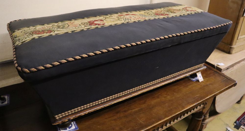 A Victorian upholstered ottoman, width 117cm, depth 58cm, height 43cm